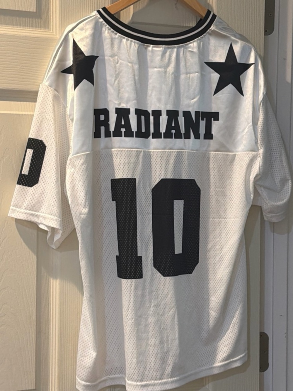 Adia White Mesh Jersey Shirt with Black Graphics and Number 10